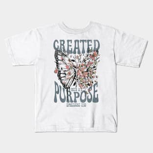 Created With A Purpose Butterfly Floral Vintage Kids T-Shirt
